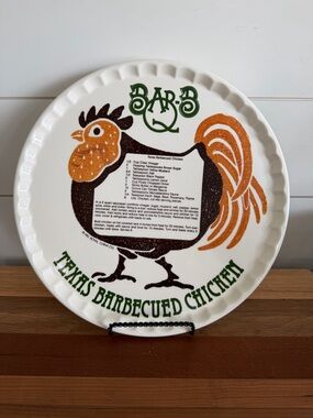 Royal China Co. BAR-B-Q Texas Barbecued Chicken Recipe Serving Platter VTG